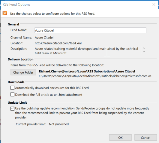 Adding Azure Citadel atom feed